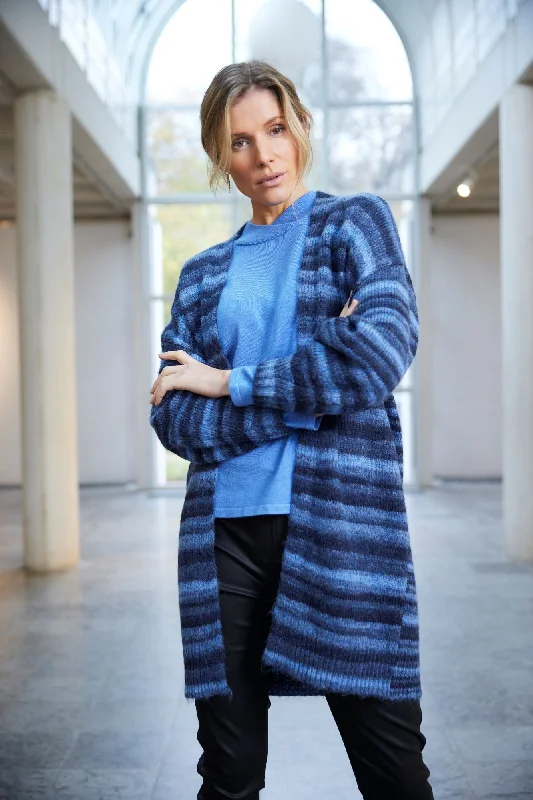 cashmere blend women cardigan for a luxurious feelSunday stripe long cardigan 6691