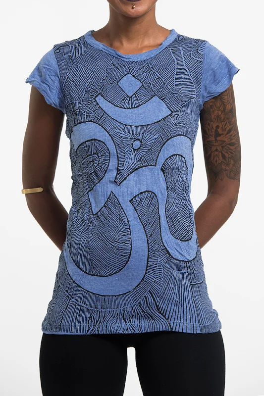 Sheer Women T Shirt for a Stylish and Alluring LookWomens Om T-Shirt in Blue