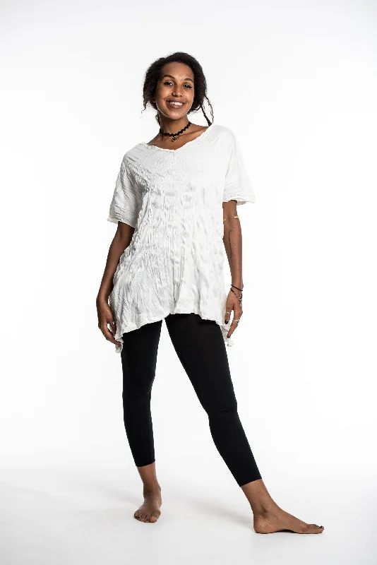 Graphic Print Women T Shirt for a Trendy StatementWomens Solid Color Loose V Neck T-Shirt in White Graphic Print Women T Shirt for a Trendy StatementWomens Solid Color Loose V Neck T-Shirt in White