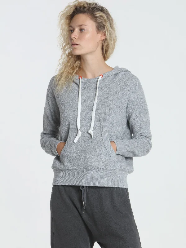 Women's Sheer Lace - Trimmed Sweater in Cream for a Delicate and Elegant AppearanceTerry Hoodie - Grey Women's Sheer Lace - Trimmed Sweater in Cream for a Delicate and Elegant AppearanceTerry Hoodie - Grey