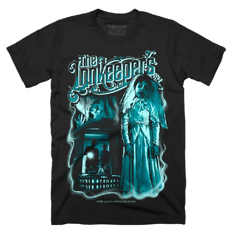 Organic Cotton Women T Shirt for Eco - Conscious WearersThe InnKeepers Disturbing Events T-Shirt Organic Cotton Women T Shirt for Eco - Conscious WearersThe InnKeepers Disturbing Events T-Shirt