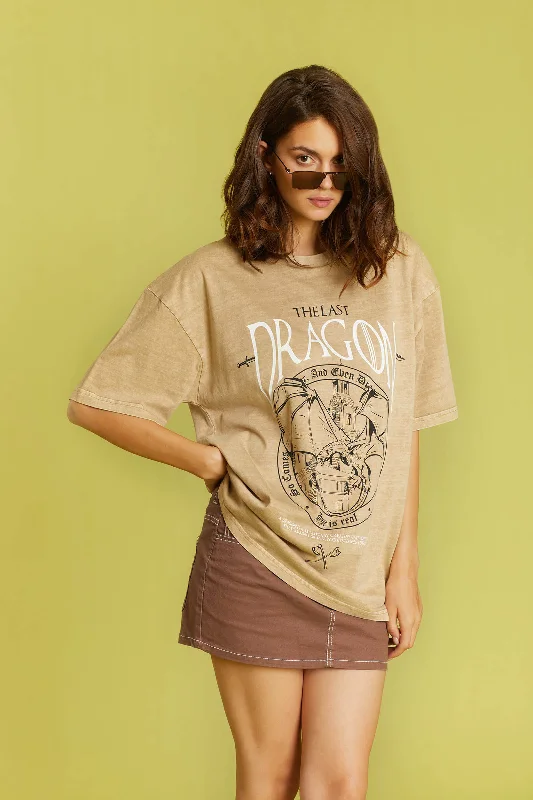 Sleeveless Women T Shirt for Summer ComfortThe Last Dragon Faded Effect Oversized T-shirt