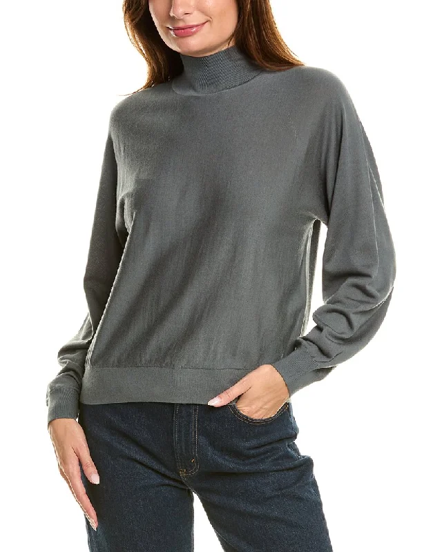 Women's Fuzzy Mohair - Blend Sweater in Light Pink for a Soft and Cozy FeelTheory Blouson Turtleneck Wool-Blend Sweater Women's Fuzzy Mohair - Blend Sweater in Light Pink for a Soft and Cozy FeelTheory Blouson Turtleneck Wool-Blend Sweater