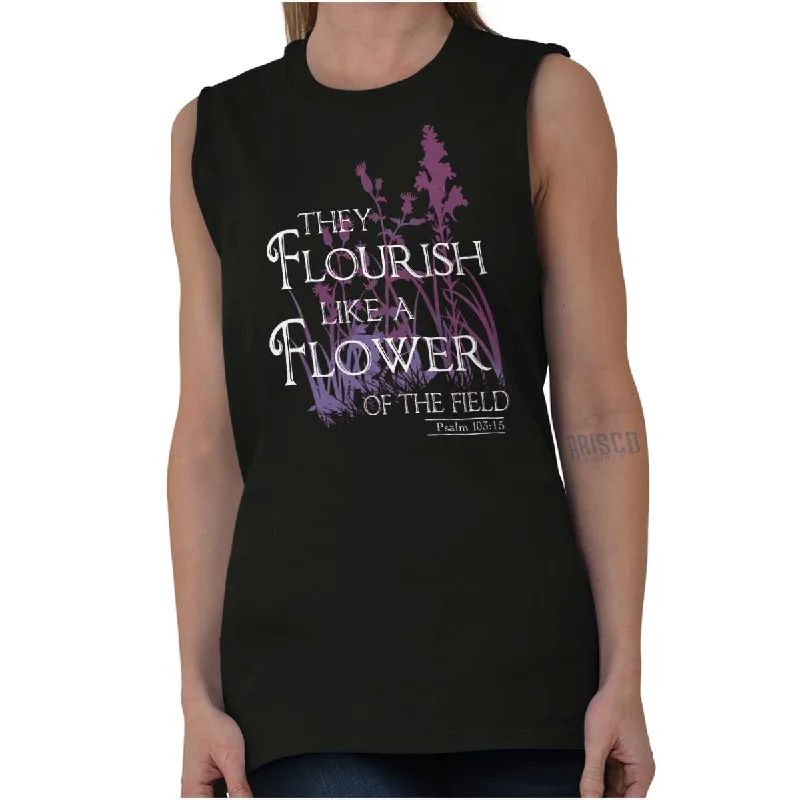Plus Size Women T Shirt for a Comfortable and Flattering FitThey Flourish Like A Flower Sleeveless T-Shirt Plus Size Women T Shirt for a Comfortable and Flattering FitThey Flourish Like A Flower Sleeveless T-Shirt