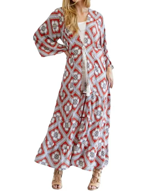 Plus Size Women's Fringe - Trimmed Sweater in Beige for a Boho - Inspired StyleTie Tassel Long Sleeve Loose Kimono In Orange Plus Size Women's Fringe - Trimmed Sweater in Beige for a Boho - Inspired StyleTie Tassel Long Sleeve Loose Kimono In Orange