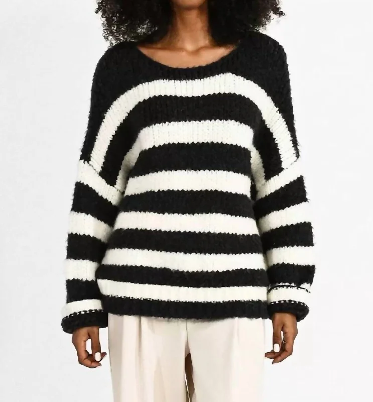 Women's Sequined Trimmed Sweater in Gold for a Glamorous Party LookTimeless Stripe Knit Sweater In Black & White Women's Sequined Trimmed Sweater in Gold for a Glamorous Party LookTimeless Stripe Knit Sweater In Black & White