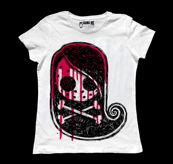 Crop Top Women T Shirt to Pair with High - Waisted BottomsTokyo Crossbones Drip Women White Tshirt Crop Top Women T Shirt to Pair with High - Waisted BottomsTokyo Crossbones Drip Women White Tshirt