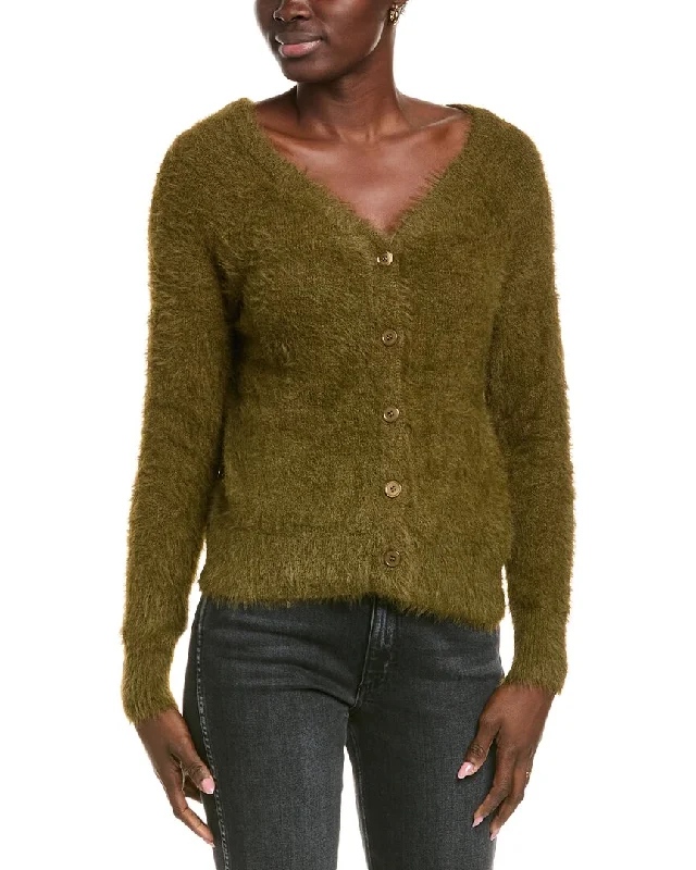 ribbed women cardigan with a classic textureVelvet by Graham & Spencer Feathered Fringe Cardigan ribbed women cardigan with a classic textureVelvet by Graham & Spencer Feathered Fringe Cardigan