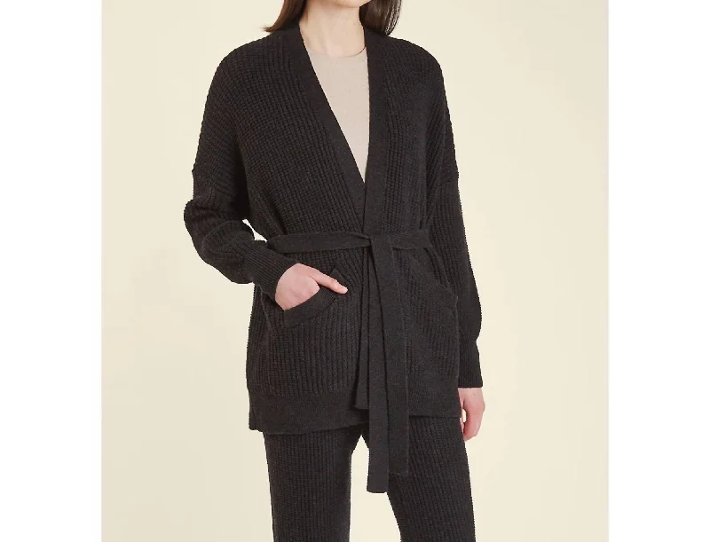 Empire Waist Women's Alpaca Wool Sweater Dresses in Earthy TonesWaffle Cocoon Cardigan In Caviar