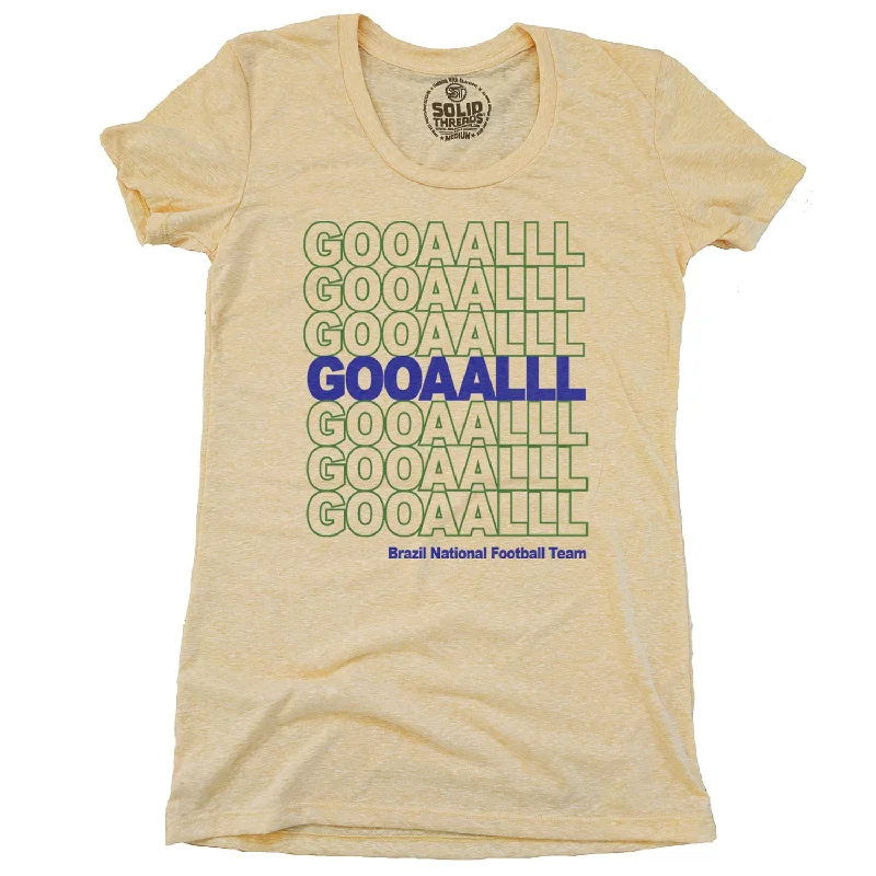 Embroidered Women T Shirt with Intricate DetailsWomen's Brazil Soccer Gooaalll T-shirt Embroidered Women T Shirt with Intricate DetailsWomen's Brazil Soccer Gooaalll T-shirt