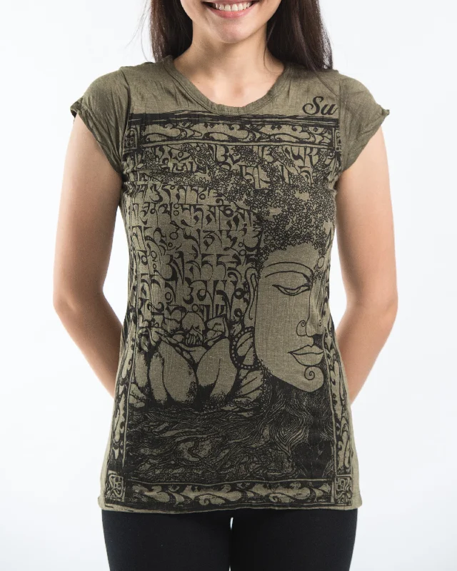 Striped Women T Shirt in a Classic PatternWomens Sanskrit Buddha T-Shirt in Green