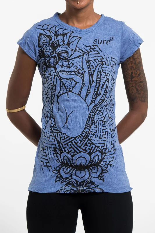 Plus Size Women T Shirt for a Comfortable and Flattering FitWomens Gyan Mudra Hand T-Shirt in Blue Plus Size Women T Shirt for a Comfortable and Flattering FitWomens Gyan Mudra Hand T-Shirt in Blue