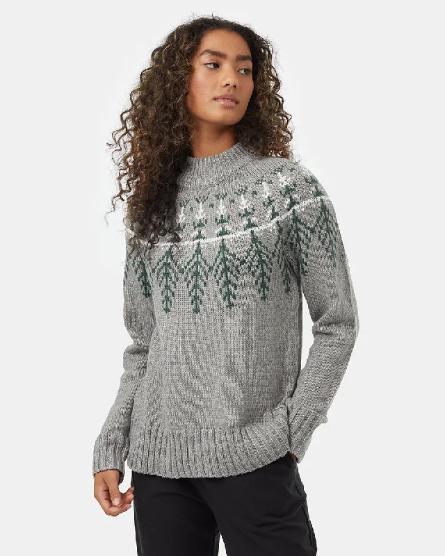 Plus Size Women's Fringe - Trimmed Sweater in Beige for a Boho - Inspired StyleHighline Wool Intarsia Sweater Plus Size Women's Fringe - Trimmed Sweater in Beige for a Boho - Inspired StyleHighline Wool Intarsia Sweater