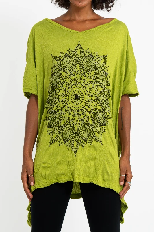 Striped Women T Shirt in a Classic PatternWomens Lotus Mandala Loose V Neck T-Shirt in Lime Striped Women T Shirt in a Classic PatternWomens Lotus Mandala Loose V Neck T-Shirt in Lime