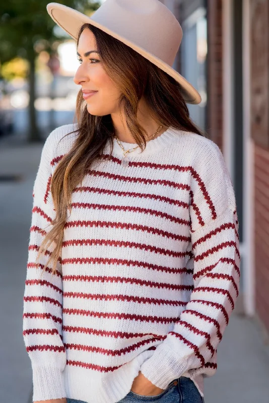 Plus Size Women's Off - Shoulder Ruffled Hem Sweater in Pink for a Feminine and Flirty LookZig Zag Striped Sweater Plus Size Women's Off - Shoulder Ruffled Hem Sweater in Pink for a Feminine and Flirty LookZig Zag Striped Sweater