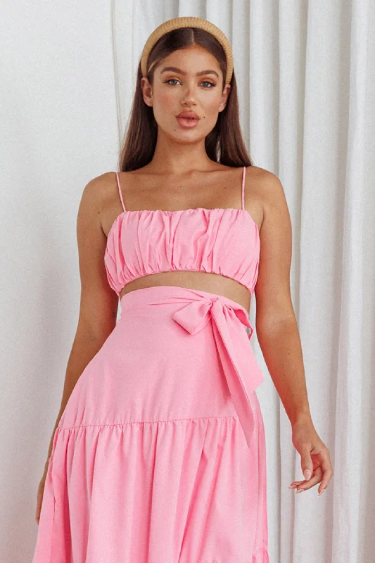 Wrap - Style Women Dress with Adjustable Fit for All Body TypesBondi Gathered Crop Top Pink Wrap - Style Women Dress with Adjustable Fit for All Body TypesBondi Gathered Crop Top Pink
