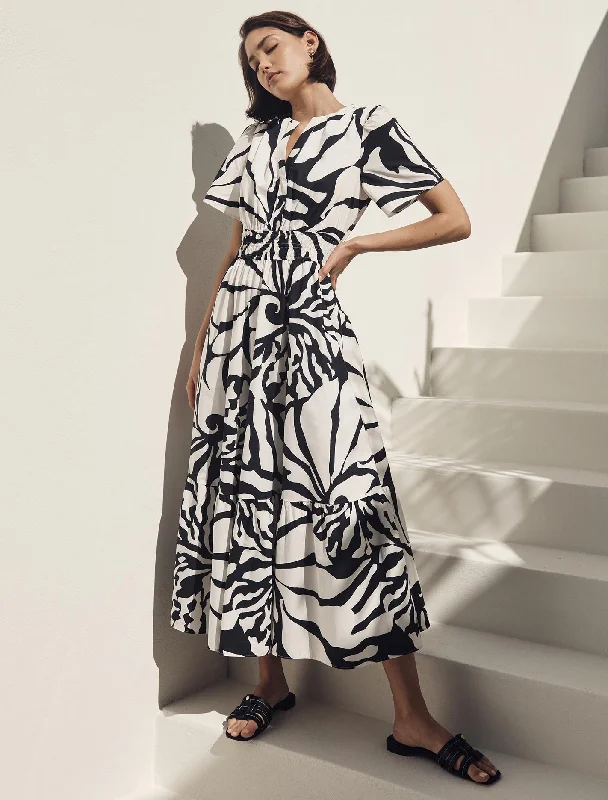 Empire Waist Women Dress to Accentuate the Bust and Conceal the WaistEleanor Short Sleeve Cotton Midi Dress Empire Waist Women Dress to Accentuate the Bust and Conceal the WaistEleanor Short Sleeve Cotton Midi Dress