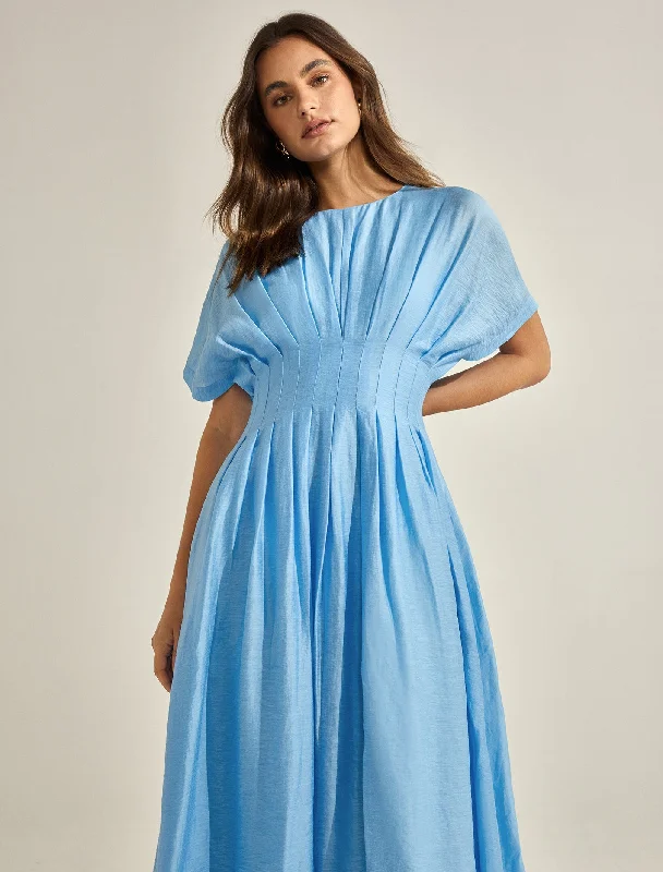 Sleeveless Women Dress in Bright Colors for Summer PartiesEve Seam Detail Midi Dress Sleeveless Women Dress in Bright Colors for Summer PartiesEve Seam Detail Midi Dress