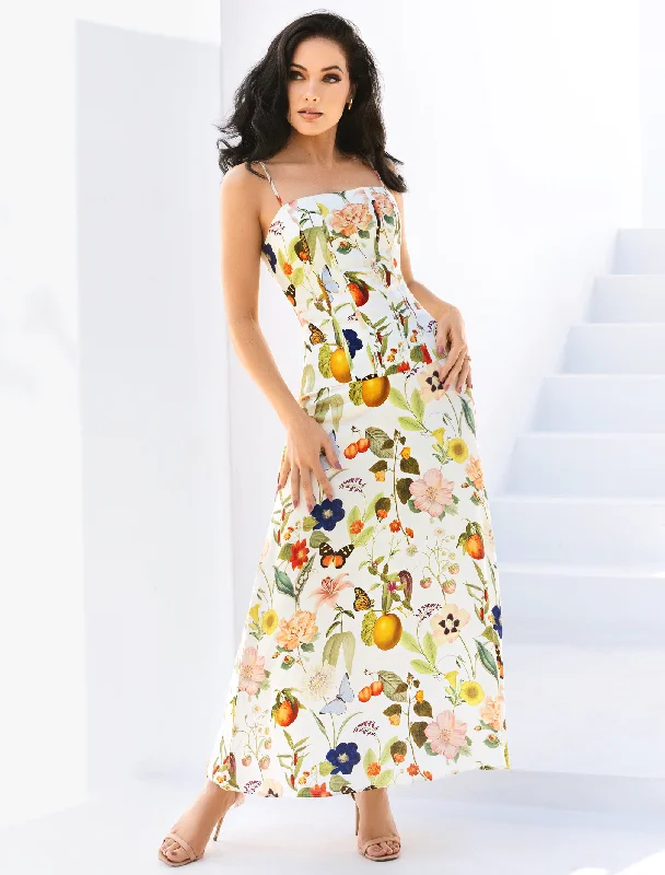 Maxi Women Dress with Floral Print for a Bohemian VibeFlora Drop Waist Maxi Dress