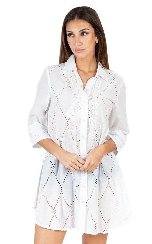 Maxi Women Dress with Floral Print for a Bohemian VibeAria White Shirt Dress