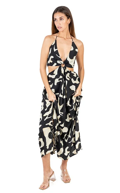 Maxi Women Dress with Floral Print for a Bohemian VibeSierra Blk/Cream Long Dress