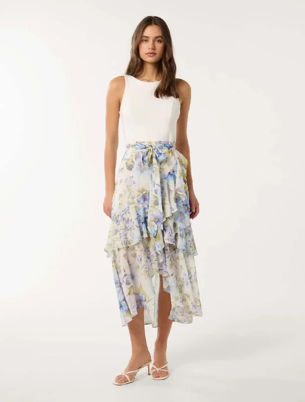 Empire Waist Women Dress to Accentuate the Bust and Conceal the WaistIlaria 2 In 1 Ruffle Midi Dress Empire Waist Women Dress to Accentuate the Bust and Conceal the WaistIlaria 2 In 1 Ruffle Midi Dress