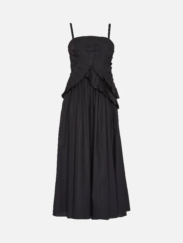 Ruffled Women Dress with Multiple Layers for a Playful and Girly StyleJosephine Cotton Dress in Noir