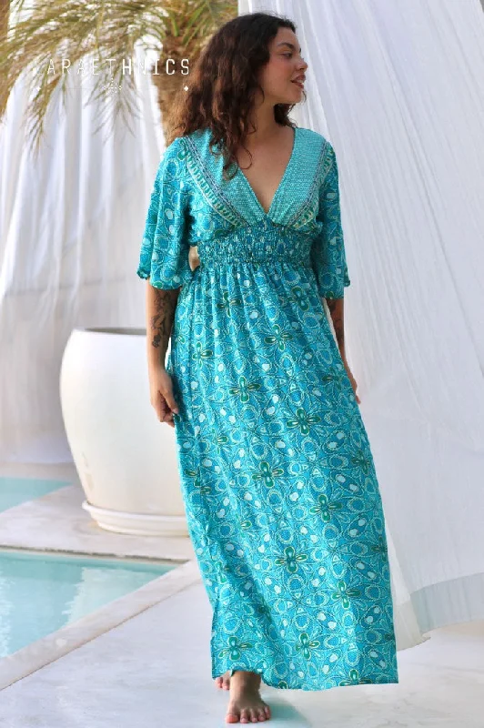 Ball Gown Women Dress with a Full Skirt for a Princess - like LookSeraphine turquoise long dress