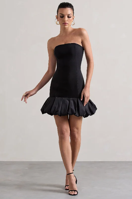 Long - Sleeve Women Dress in Velvet for a Luxurious Winter LookLiscia | Black Bandeau Mini Dress With Ruffle Trim Long - Sleeve Women Dress in Velvet for a Luxurious Winter LookLiscia | Black Bandeau Mini Dress With Ruffle Trim