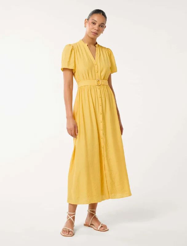 Wrap - Style Women Dress with Adjustable Fit for All Body TypesLogan Flutter Sleeve Shirt Midi Dress