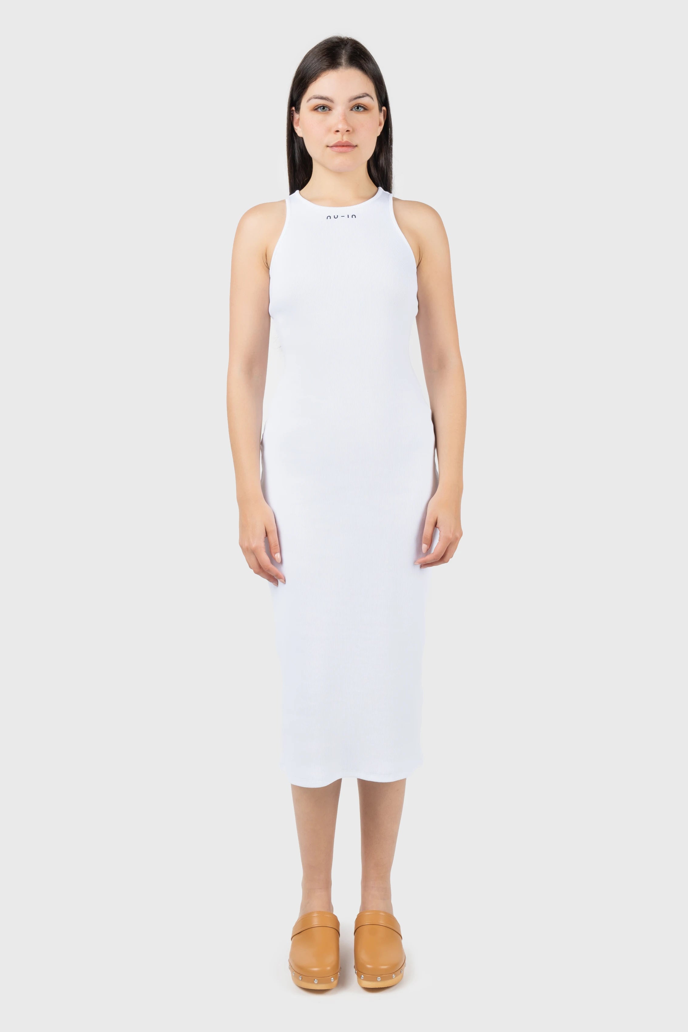 Backless Women Dress for a Sexy and Alluring Look at Evening EventsLogo Ribbed Scoop Neck Vest Midi Dress Backless Women Dress for a Sexy and Alluring Look at Evening EventsLogo Ribbed Scoop Neck Vest Midi Dress