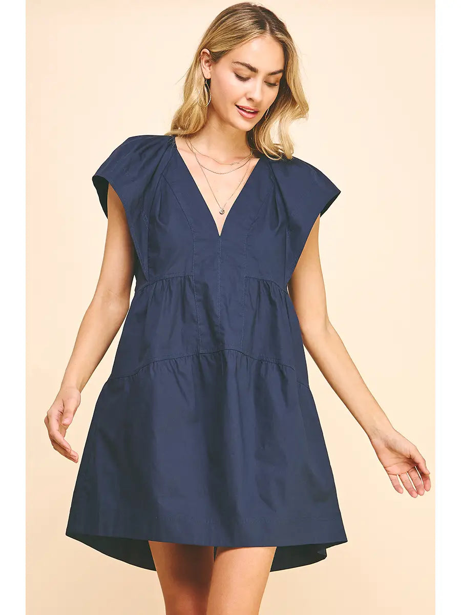 Strapless Women Dress with a Built - in Bra for Comfort and SupportNavy Sleeveless Tiered Mini Dress Strapless Women Dress with a Built - in Bra for Comfort and SupportNavy Sleeveless Tiered Mini Dress