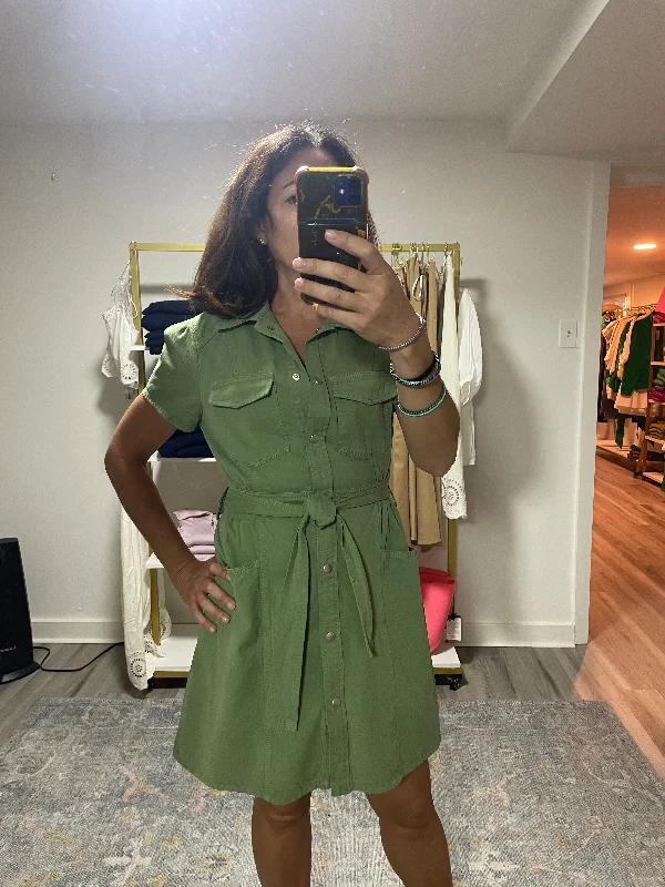 Long - Sleeve Women Dress in Velvet for a Luxurious Winter LookOlive Denim Dress with Tie Long - Sleeve Women Dress in Velvet for a Luxurious Winter LookOlive Denim Dress with Tie