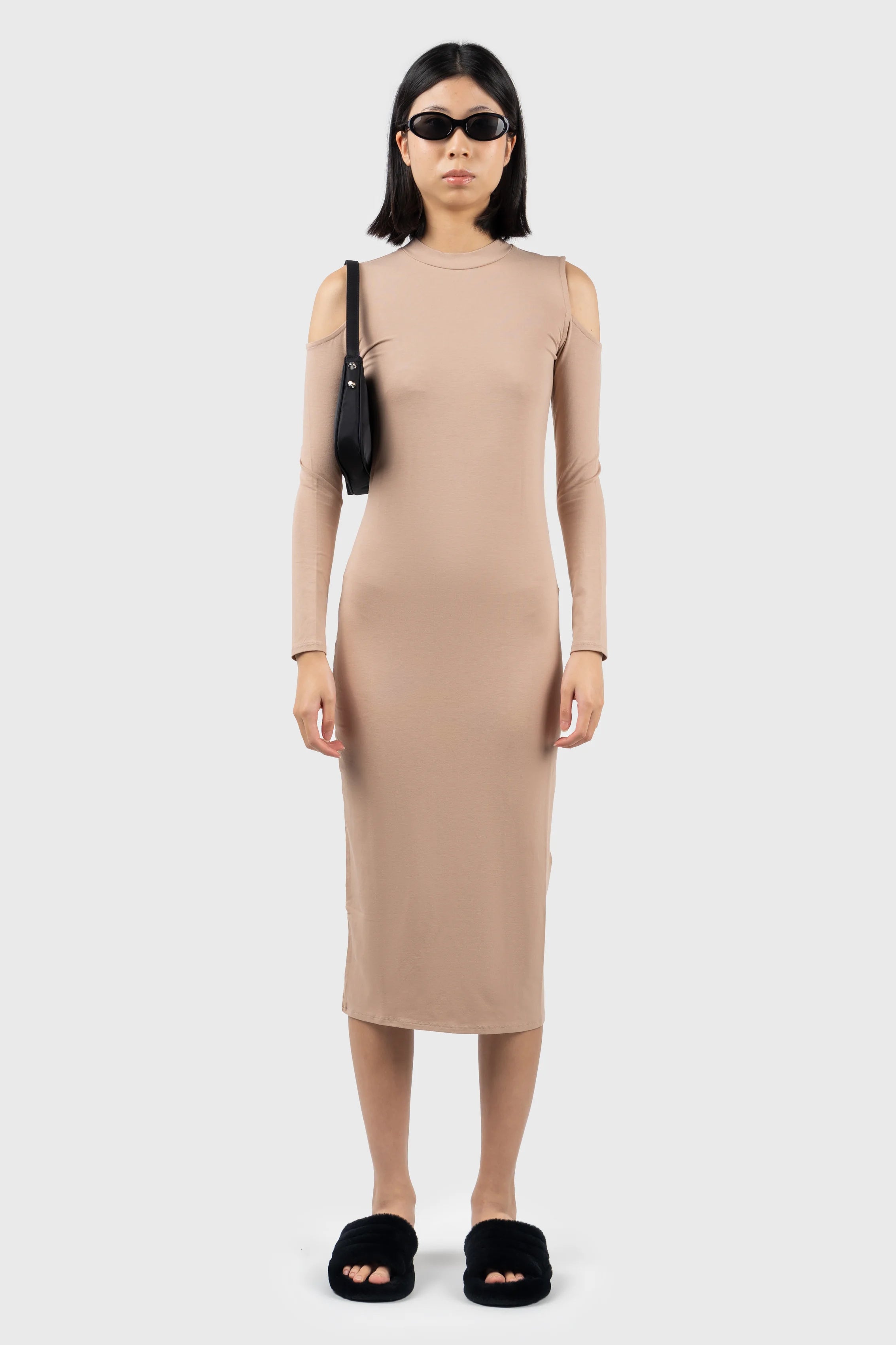 Backless Women Dress for a Sexy and Alluring Look at Evening EventsCold Shoulder High Neck Midi Dress Backless Women Dress for a Sexy and Alluring Look at Evening EventsCold Shoulder High Neck Midi Dress