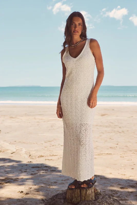 Long - Sleeve Women Dress in Velvet for a Luxurious Winter LookVoyage Ivory Crochet Knit Maxi Dress Long - Sleeve Women Dress in Velvet for a Luxurious Winter LookVoyage Ivory Crochet Knit Maxi Dress