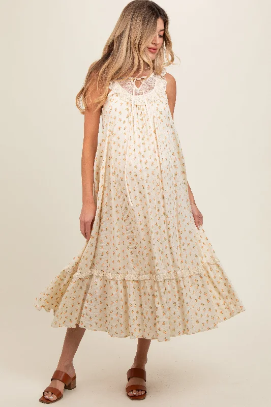 Plus Size Women Dress with a Flattering A - Line Cut for Comfort and Style Plus Size Women Dress with a Flattering A - Line Cut for Comfort and Style Cream Floral Lace Top Ruffle Hem Maternity Midi Dress Plus Size Women Dress with a Flattering A - Line Cut for Comfort and Style Plus Size Women Dress with a Flattering A - Line Cut for Comfort and Style Cream Floral Lace Top Ruffle Hem Maternity Midi Dress