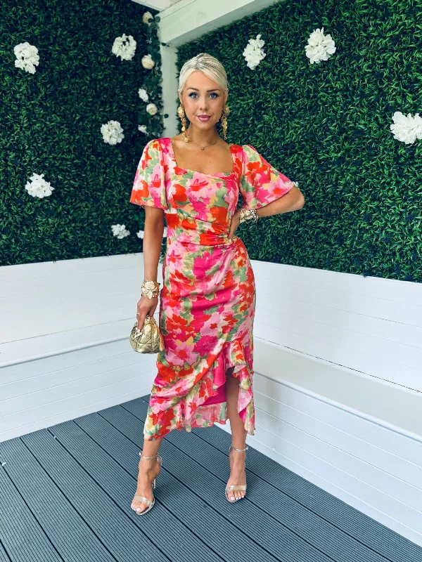 Sleeveless Women Dress in Bright Colors for Summer Parties Sleeveless Women Dress in Bright Colors for Summer Parties Heidi Ruched Midi Dress Floral Coral Sleeveless Women Dress in Bright Colors for Summer Parties Sleeveless Women Dress in Bright Colors for Summer Parties Heidi Ruched Midi Dress Floral Coral