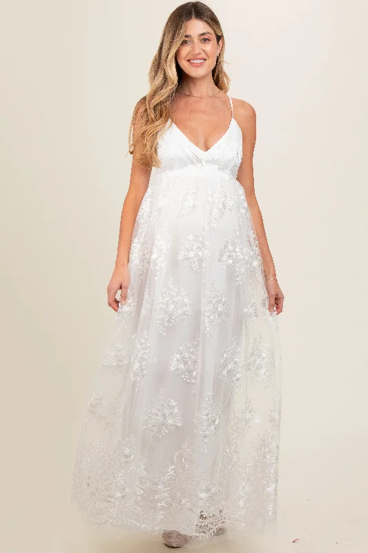 Wrap - Style Women Dress with Adjustable Fit for All Body Types Wrap - Style Women Dress with Adjustable Fit for All Body Types Ivory Floral Lace Overlay Maternity Maxi Dress Wrap - Style Women Dress with Adjustable Fit for All Body Types Wrap - Style Women Dress with Adjustable Fit for All Body Types Ivory Floral Lace Overlay Maternity Maxi Dress