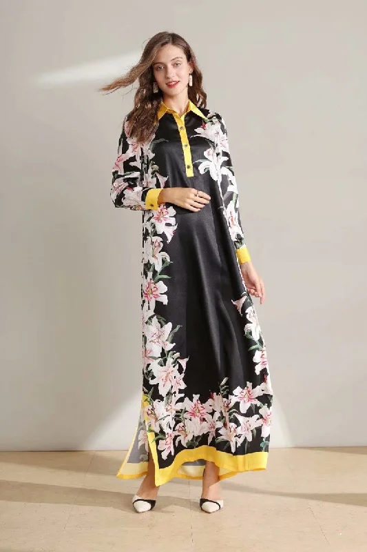 Maxi Women Dress with Floral Print for a Bohemian Vibe Maxi Women Dress with Floral Print for a Bohemian Vibe FashionSierra - Long Sleeves Floral Printed Loose Designer Fashion Casual Split Long Dresses Maxi Women Dress with Floral Print for a Bohemian Vibe Maxi Women Dress with Floral Print for a Bohemian Vibe FashionSierra - Long Sleeves Floral Printed Loose Designer Fashion Casual Split Long Dresses