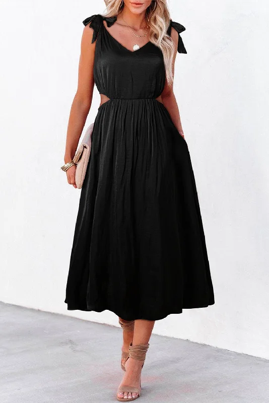 Midi dresses with tassel accents for a bohemian and free - spirited styleEmpire Waist Cut-Out Midi Dress