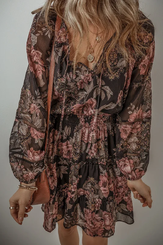 A - line midi dresses with floral prints for spring brunchesVintage Floral Puff Sleeve Waist Dress A - line midi dresses with floral prints for spring brunchesVintage Floral Puff Sleeve Waist Dress