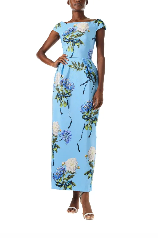 Midi dresses with pom - pom trims for a playful and festive lookBateau Neckline Column Dress Midi dresses with pom - pom trims for a playful and festive lookBateau Neckline Column Dress