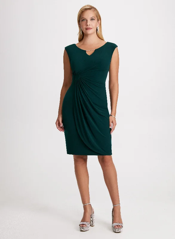 Midi dresses with asymmetric hems for a fashion - forward and dynamic appearanceDraped Crystal Bar Dress Midi dresses with asymmetric hems for a fashion - forward and dynamic appearanceDraped Crystal Bar Dress