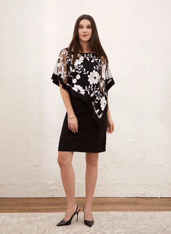 Midi dresses with wrap - around skirts for a customizable fitEmbroidered Poncho Dress