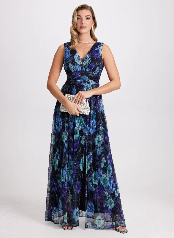Midi dresses with abstract art prints for an artistic statementFloral Plisse Dress Midi dresses with abstract art prints for an artistic statementFloral Plisse Dress