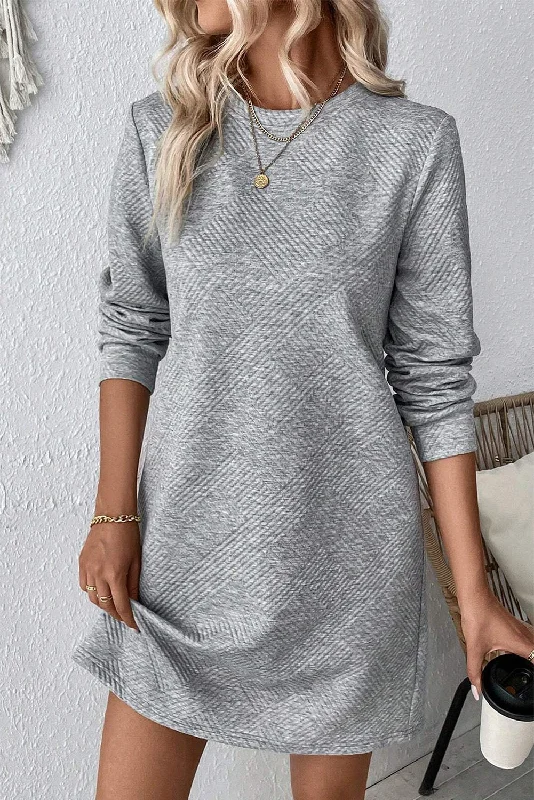 Midi dresses with bow accents for a sweet and charming lookSolid Texture Long Sleeve Dress Midi dresses with bow accents for a sweet and charming lookSolid Texture Long Sleeve Dress