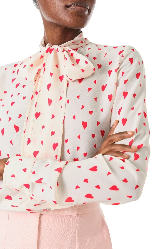 Wrap - style midi dresses in silk for a sophisticated office lookBow Tie Blouse
