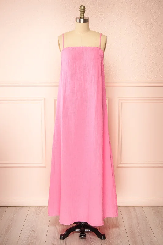 Midi dresses with polka dot prints for a playful summer outfitMarinet Pink | Long Loose-Fitted Dress Midi dresses with polka dot prints for a playful summer outfitMarinet Pink | Long Loose-Fitted Dress