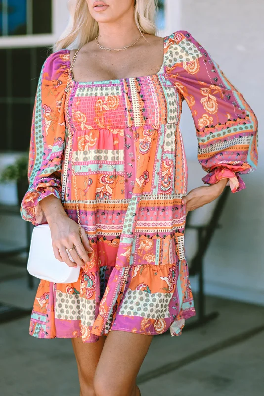Midi dresses with cotton - blend materials for everyday comfortBoho Floral Smocked Mini Dress Midi dresses with cotton - blend materials for everyday comfortBoho Floral Smocked Mini Dress
