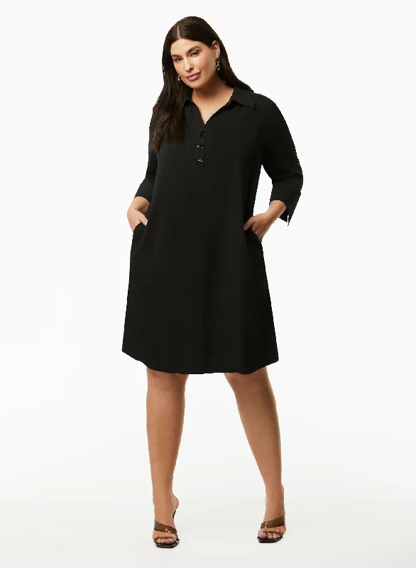 Midi dresses with V - necklines for a flattering and elongating effectSatin 3/4 Sleeve Shirt Dress Midi dresses with V - necklines for a flattering and elongating effectSatin 3/4 Sleeve Shirt Dress